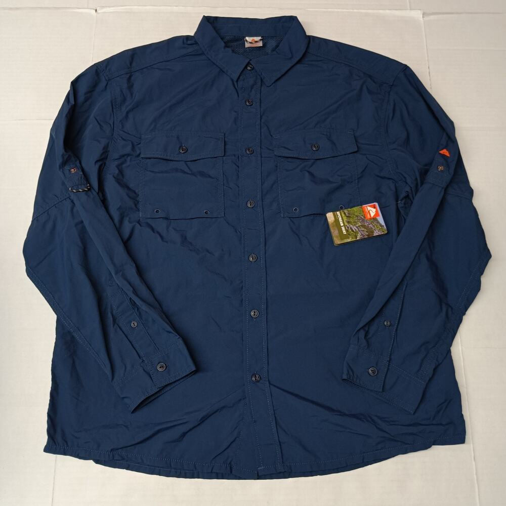 Ozark‎ Trail Upstream Shirt Mens L Blue Vented Fishing UPF 50